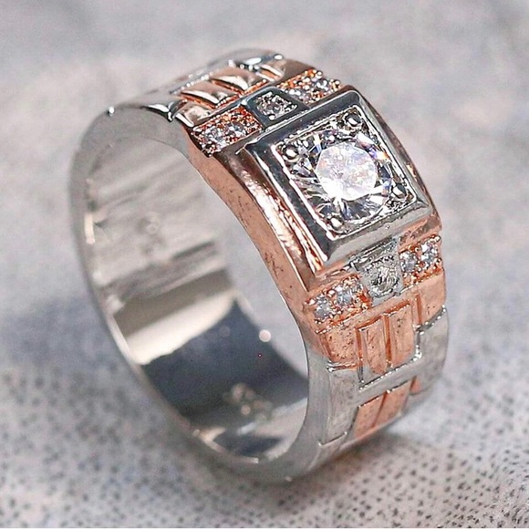 Modern 18k 750 Yellow Gold Two-Tone Wedding Ring - Picture 6 of 6